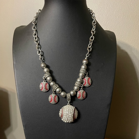 Baseball Rhinestone Necklace - Picture 5 of 6
